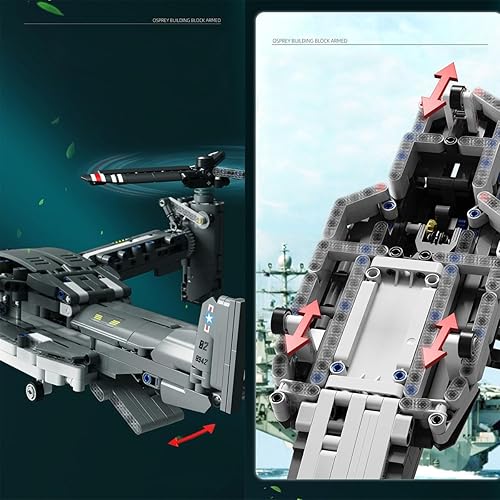 Miniatura 3 de Juego de bloques de construcción de helicóptero militar V-22 Osprey, 1133 piezas, modelo de avión de combate, kit de bloques de construcción, regalo