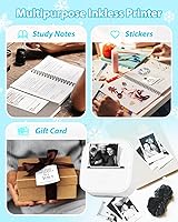 Vista 6 de Phomemo T02 - Juego de impresora con 3 rollos de impresora sin tinta de papel, mini impresora de calcomanías para impresora Bluetooth térmica