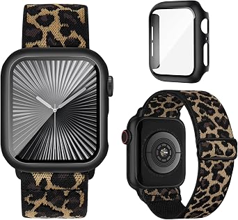 Stretchy Bands Compatible for Apple Watch Band and Case 40mm 44mm 41mm 45mm 42mm 46mm, Nylon Solo Loop Sport Straps Protective Cover with Screen Protector for iWatch Series 11 10 9 8 7 SE 6 5 4 SE3