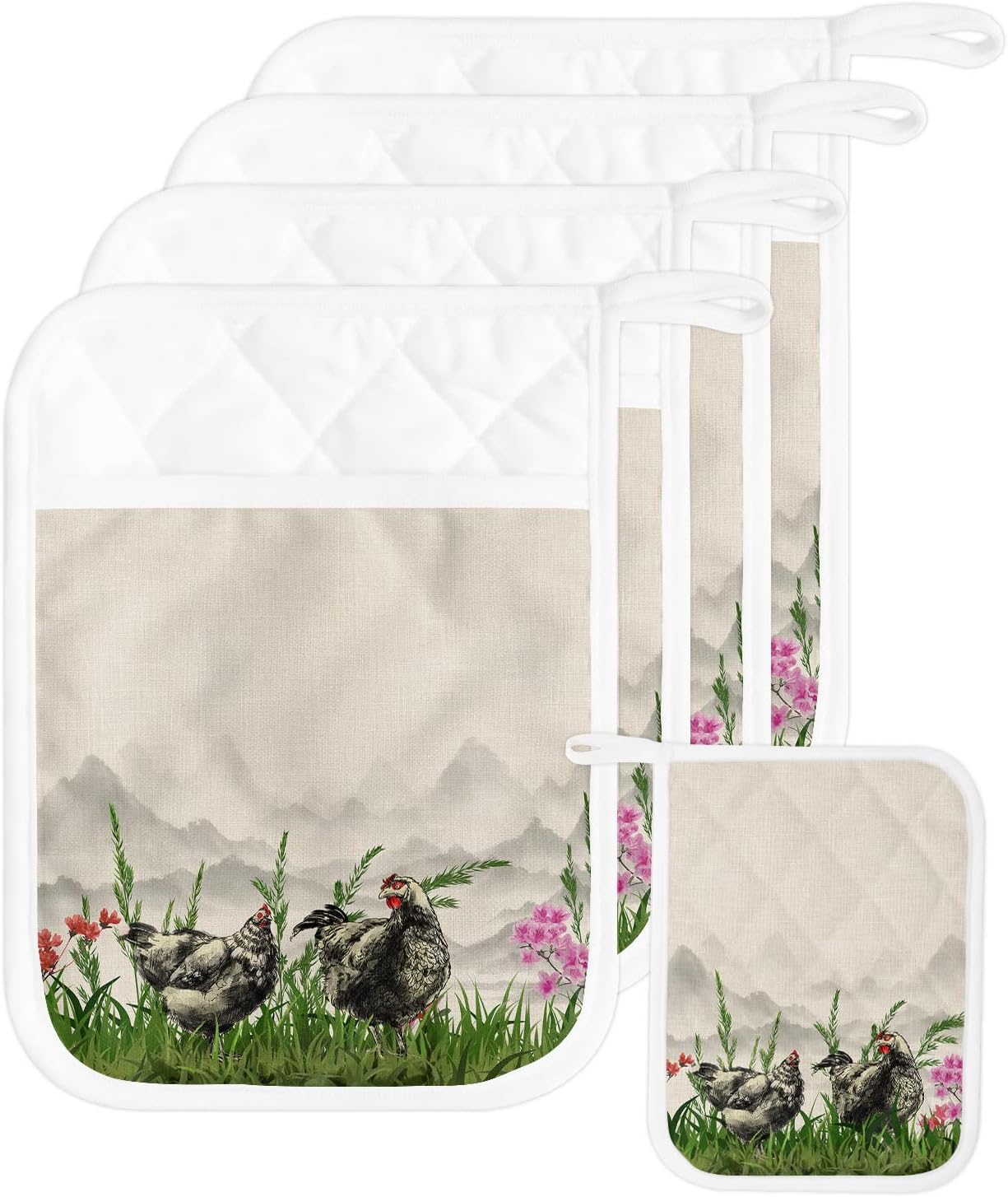 Pot Holders, Vintage Floral Botanical Prints Pot Holder, Heat-Resistant Hot Pockets, Pot Holders for Kitchen, Hot Pads for Kitchen, Kitchen Accessories 5 Pcs Potholders