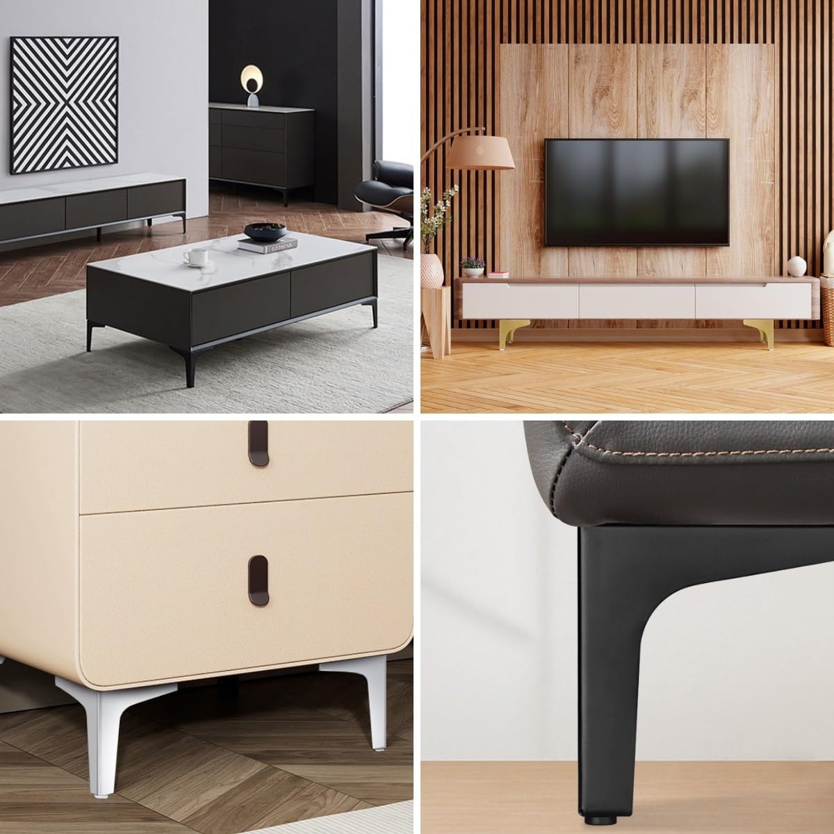 Ersatzbeine für Sofas, Sofas, Sofas, Ottomane, 10,2 cm bis 17,8 cm Höhe, verschönern Sie die Heimdekoration mit stilvollem Fell-Design, 4 Stück