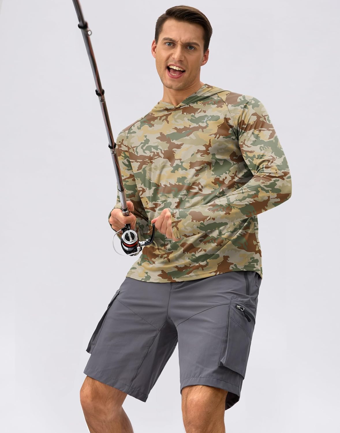 Pudolla Men's Sun Protection Hoodie Shirts UPF 50+ Rash Guard SPF Long Sleeve Fishing Shirt for Men Swim Hiking Boating - Image 3