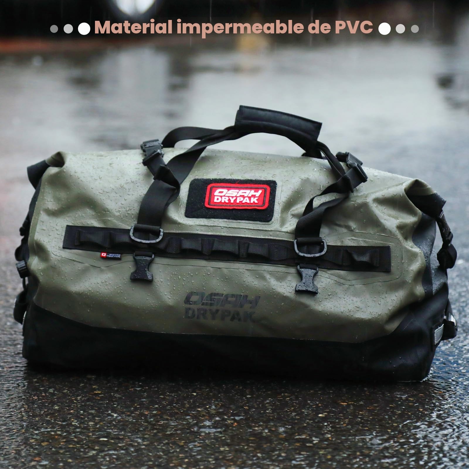 Bolsa impermeable para moto, 40 l, con gran espacio de almacenamiento, con cremallera exterior, para camping, kayak, pesca y viajes, gris, 40L, Bolsa de ropa