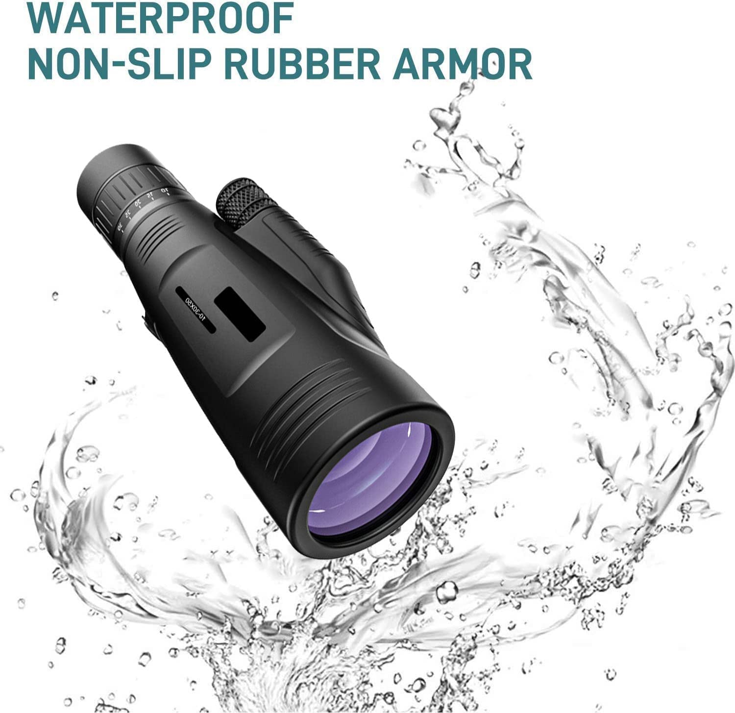 Monocolo 10-30x50 Sevitini - Con Treppiede E Supporto Smartphone, Prisma BAK4, Impermeabile - Foto 3