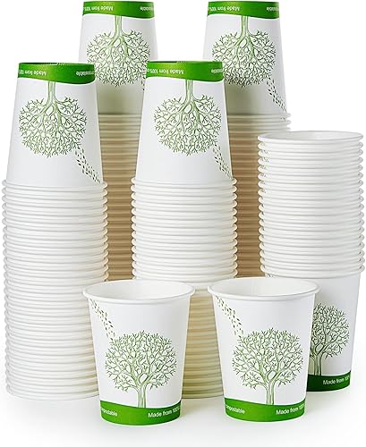 Miniatura 7 de ECOLipak 210 tazas compostables de 16 onzas, vasos de papel desechables biodegradables con forro de ácido poliláctico (PLA), tazas de café de papel