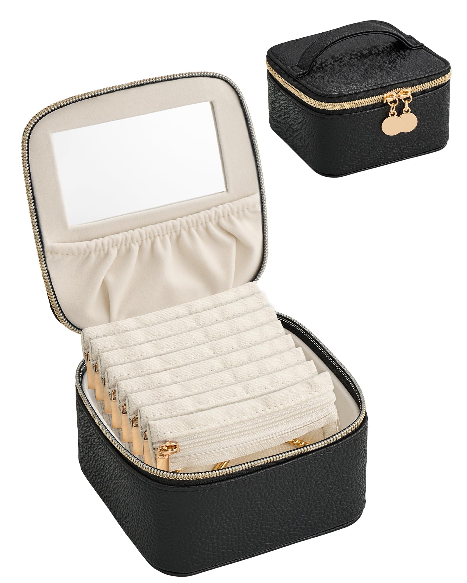 Lolalet Travel Jewelry Organizer for Women, Jewelry Case with Mirror