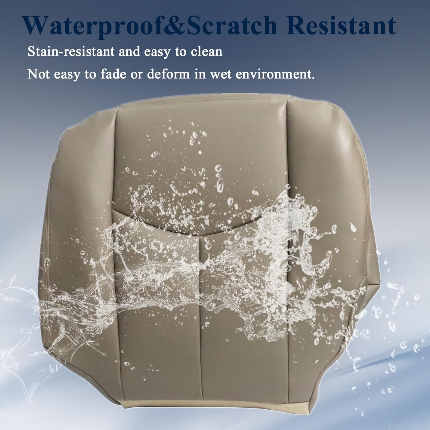 NLQR #522/52i Med Tan Driver & Passenger Bottom & Top Lean Back Replacement Leather Seat Covers & Armrests fit for Chevy Silverado Tahoe Suburban Avalanche GMC Yukon Sierra 1500 2500 3500 HD 2003-2007