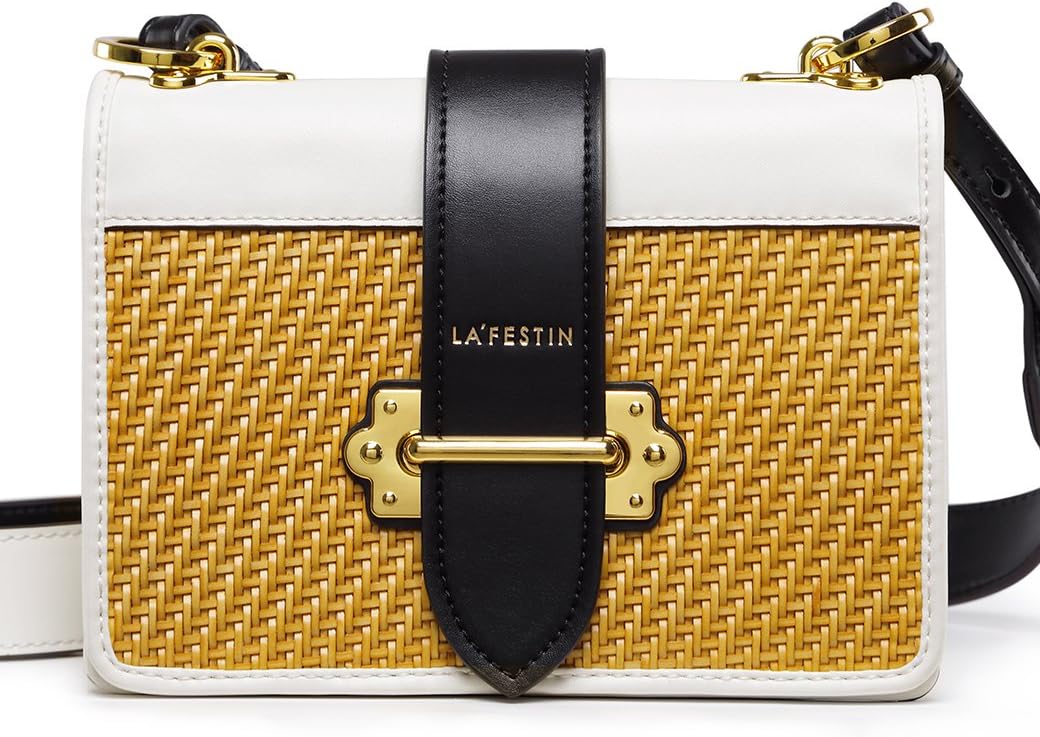 LA FESTIN Women's Cross Shoulder Bags Small Leather Woven Side Purses for Ladies