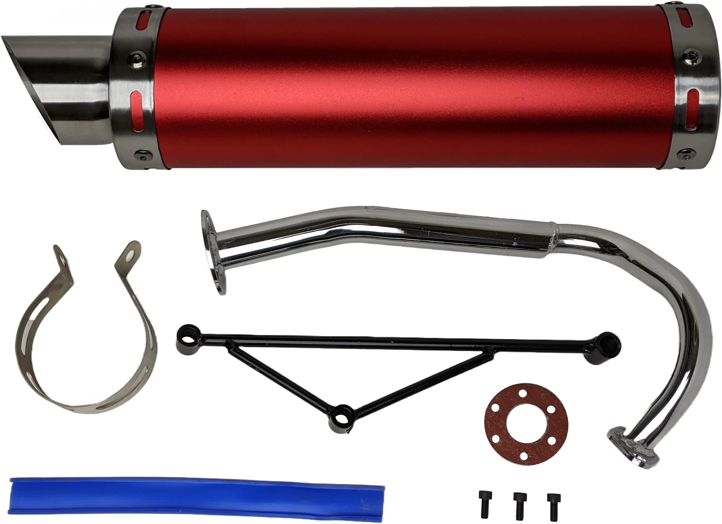 RedCap Replacement Exhaust System Muffler for GY6 50cc Scooter Moped TaoTao Jonway Kymco 139QMB (Red)