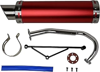 RedCap Replacement Exhaust System Muffler for GY6 50cc Scooter Moped TaoTao Jonway Kymco 139QMB (Red)