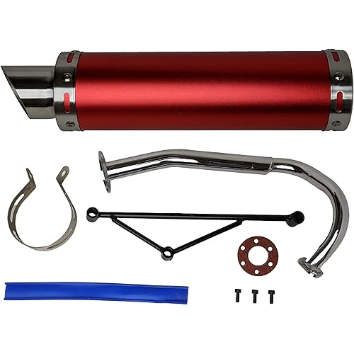 RedCap Replacement Exhaust System Muffler for GY6 50cc Scooter Moped TaoTao Jonway Kymco 139QMB (Red)