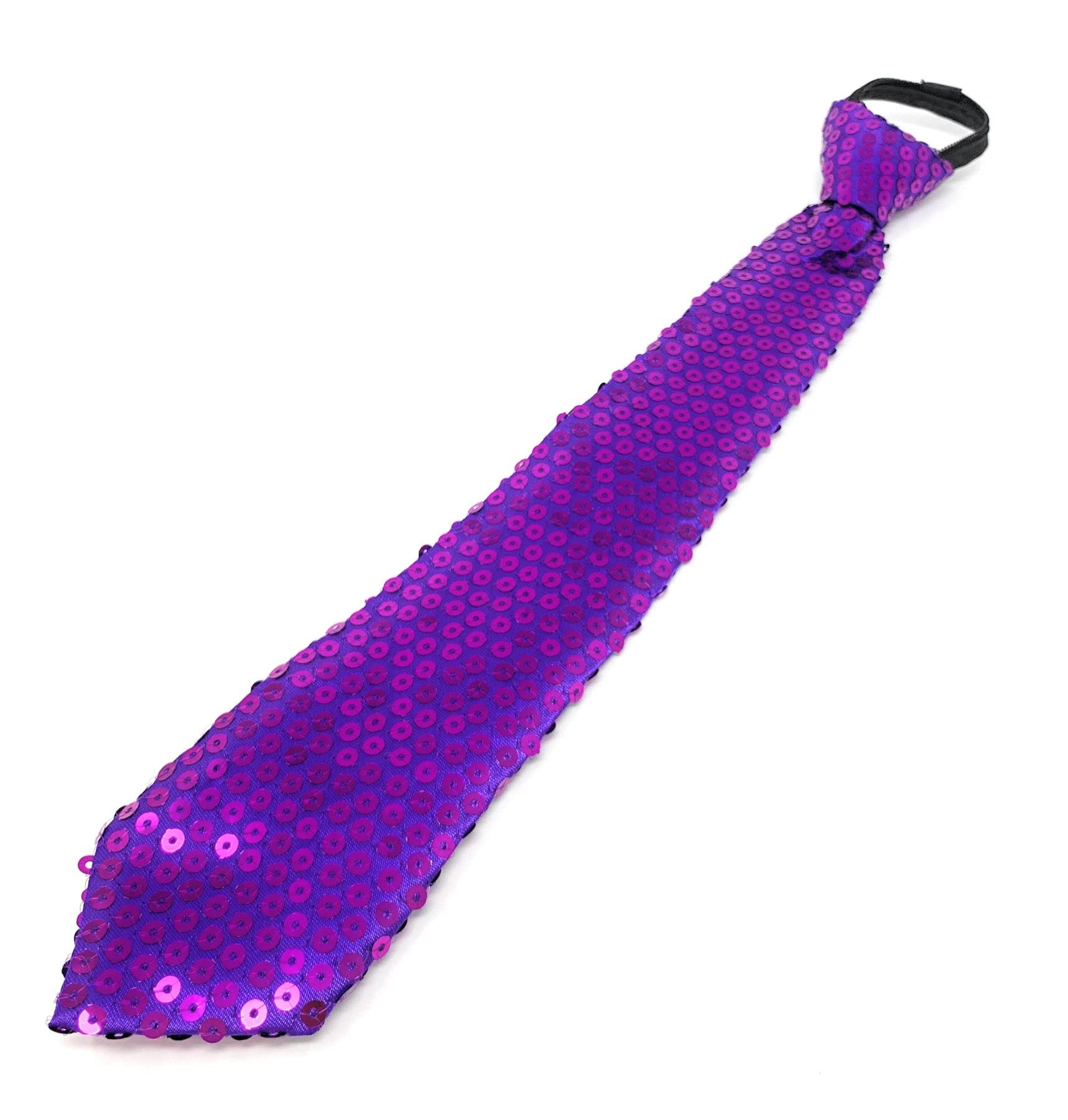 Cadoline Men's Purple Sequin Tie Polyester Fancy Dress Clip On 38 X 8Cm