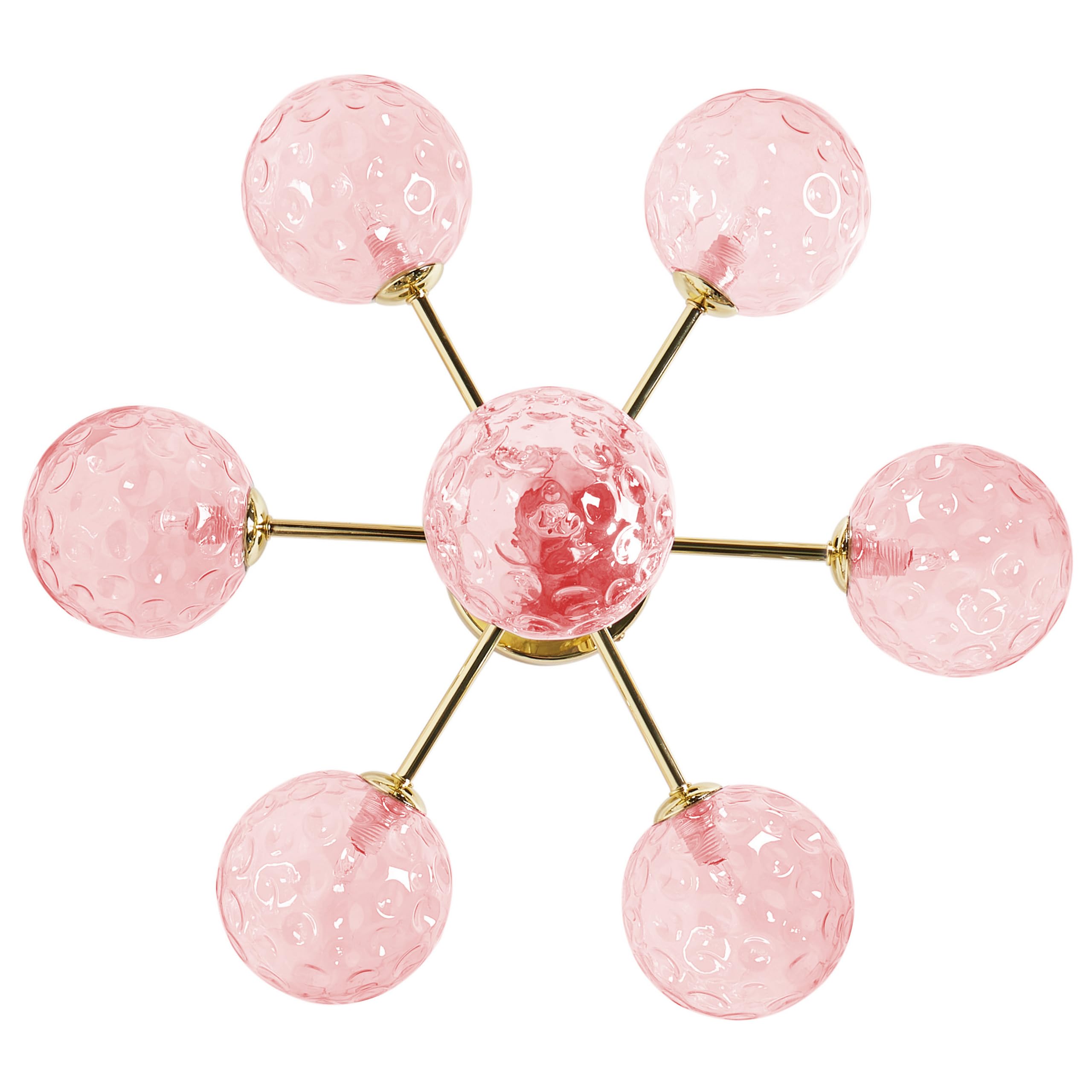 Deckenleuchte mit Kugel Glasschirmen rosa / gold glamourös 7-flammig Anadyr