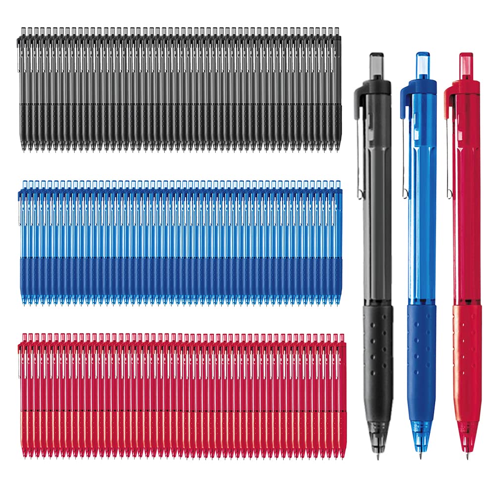 Stylos bille rétractables bleus rouges noirs IJ300 pour le bureau - 8