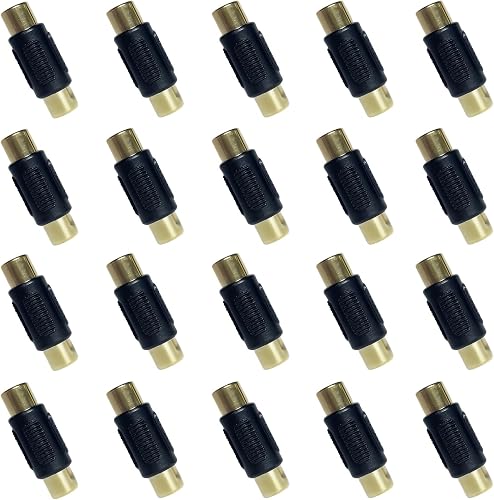 Lot de 20 adaptateurs RCA femelle-femelle plaqué or – Coupleur AV sans perte de 
