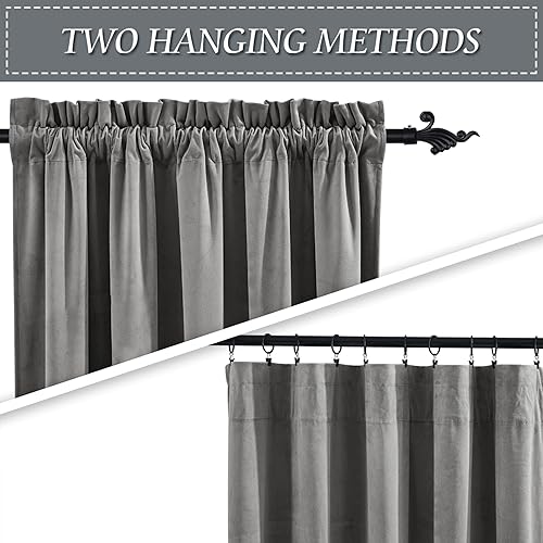 Miniatura 98 de RYB HOME Cortinas de terciopelo súper lujosas con diseño de bolsillo para barra, cortinas de privacidad con aislamiento térmico para oscurecer