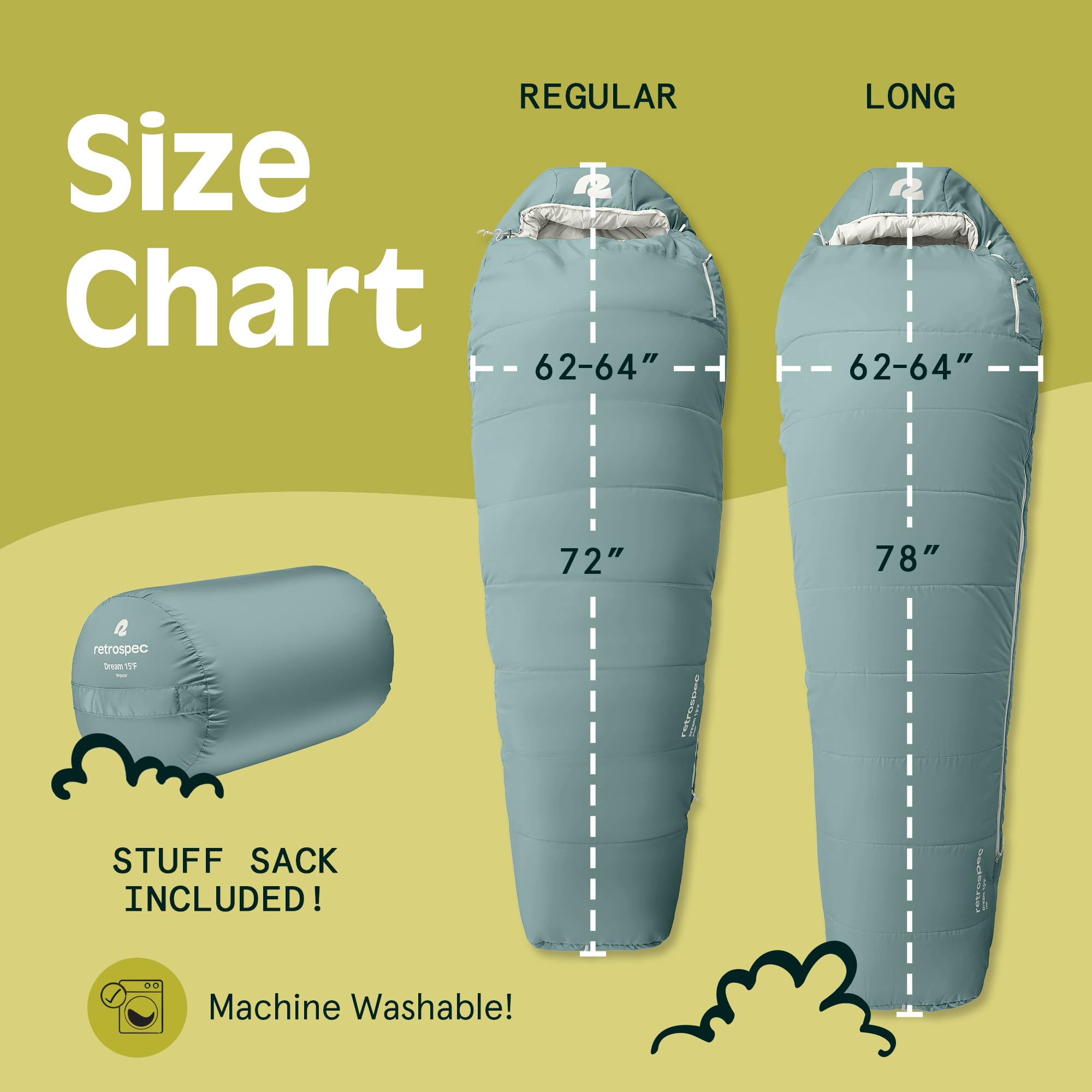 Retrospec Dream 15 Degree Mummy Sleeping Bag for Camping Saco de Dormir