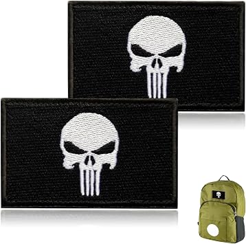 Velcro Patches, 2 Pcs Dead Skull Hook and Loop Patch for Military Bag Hat