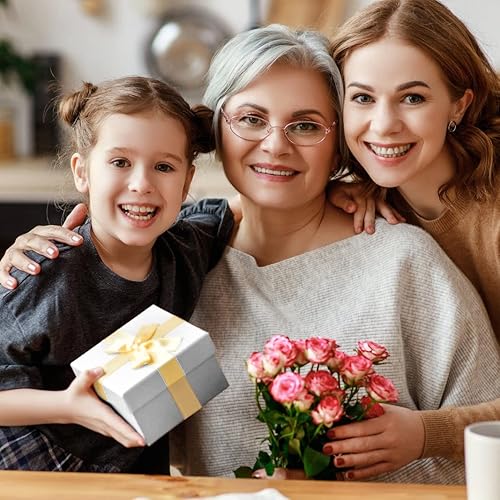 Miniatura 3 de Bengnkes Caja de regalo blanca pequeñas cajas de regalo con tapas para regalos, 4 paquetes, cajas de regalo cuadradas de lujo con cinta de 17 pies