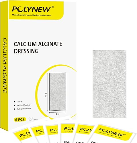 Miniatura 8 de Apósito de alginato de calcio plateado, paquete individual de 4 x 4 pulgadas, 12 vendajes de alginato ag, vendaje de heridas no adhesivo