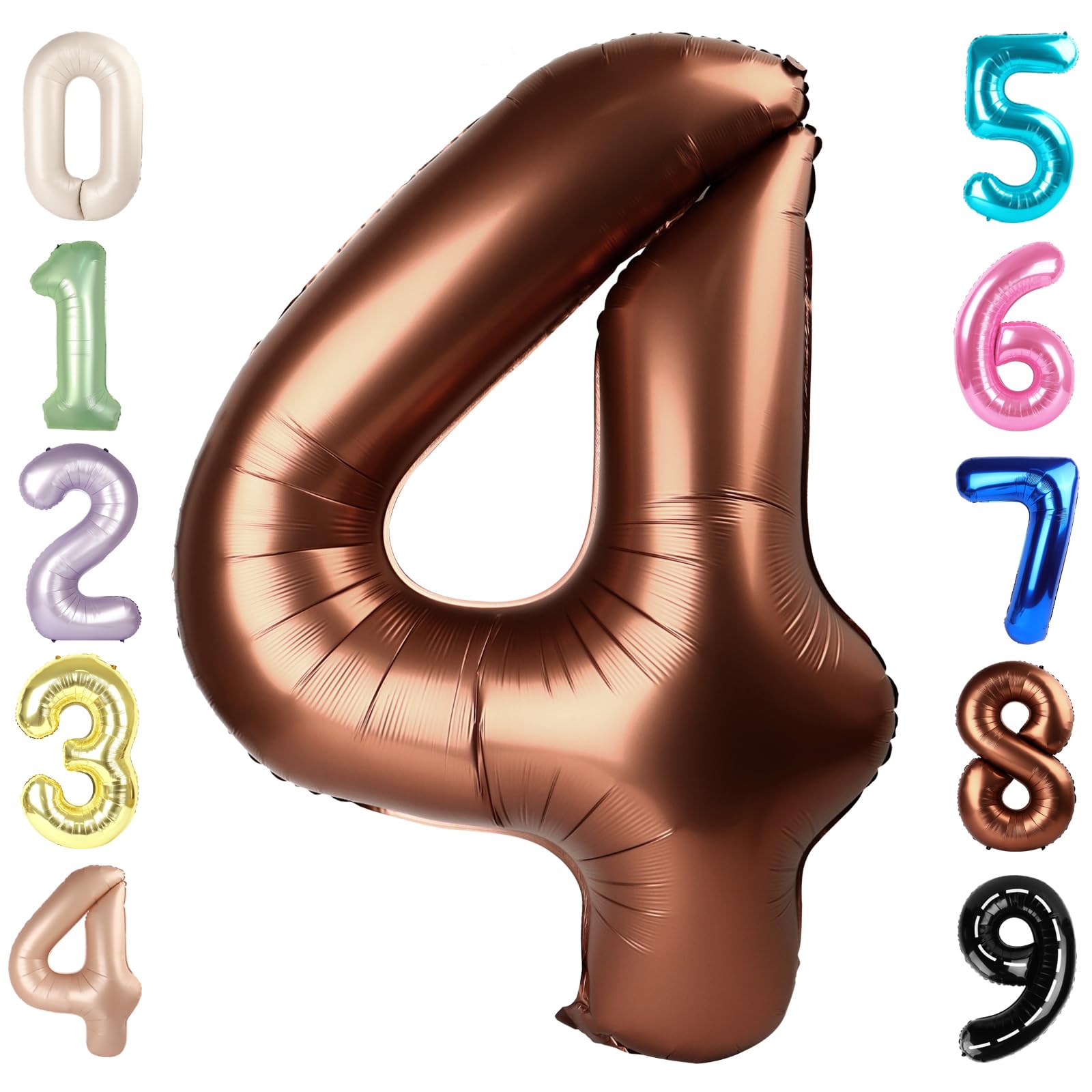 Mluchee Coffee Brown Number 4 Balloon 40 Inch | USA Imported Foil Balloon for Parties