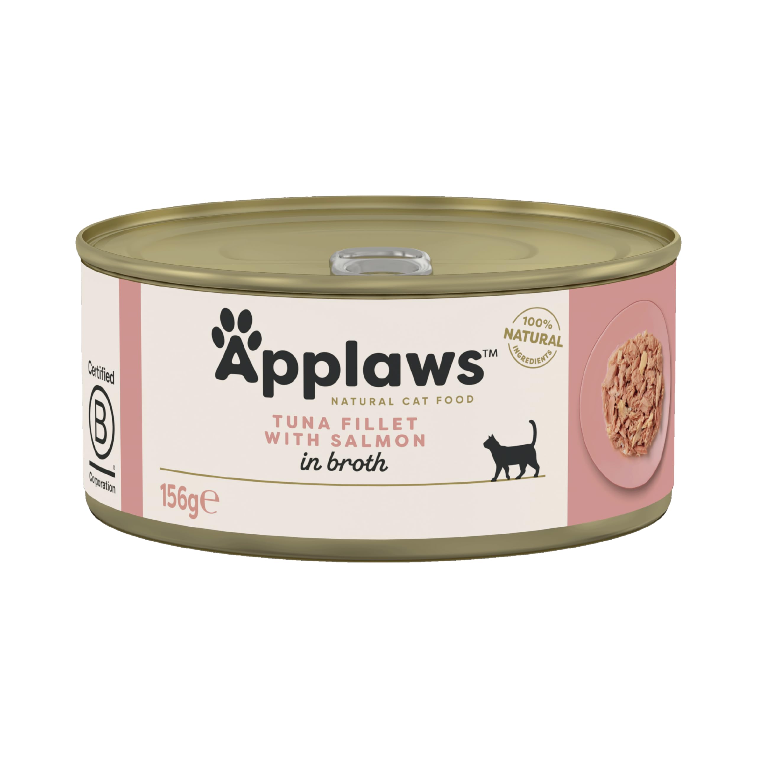 Applaws 100% Natural Premium Wet Cat Food Tuna Fillet with Salmon in Broth 24 x 156g Tin — image 1
