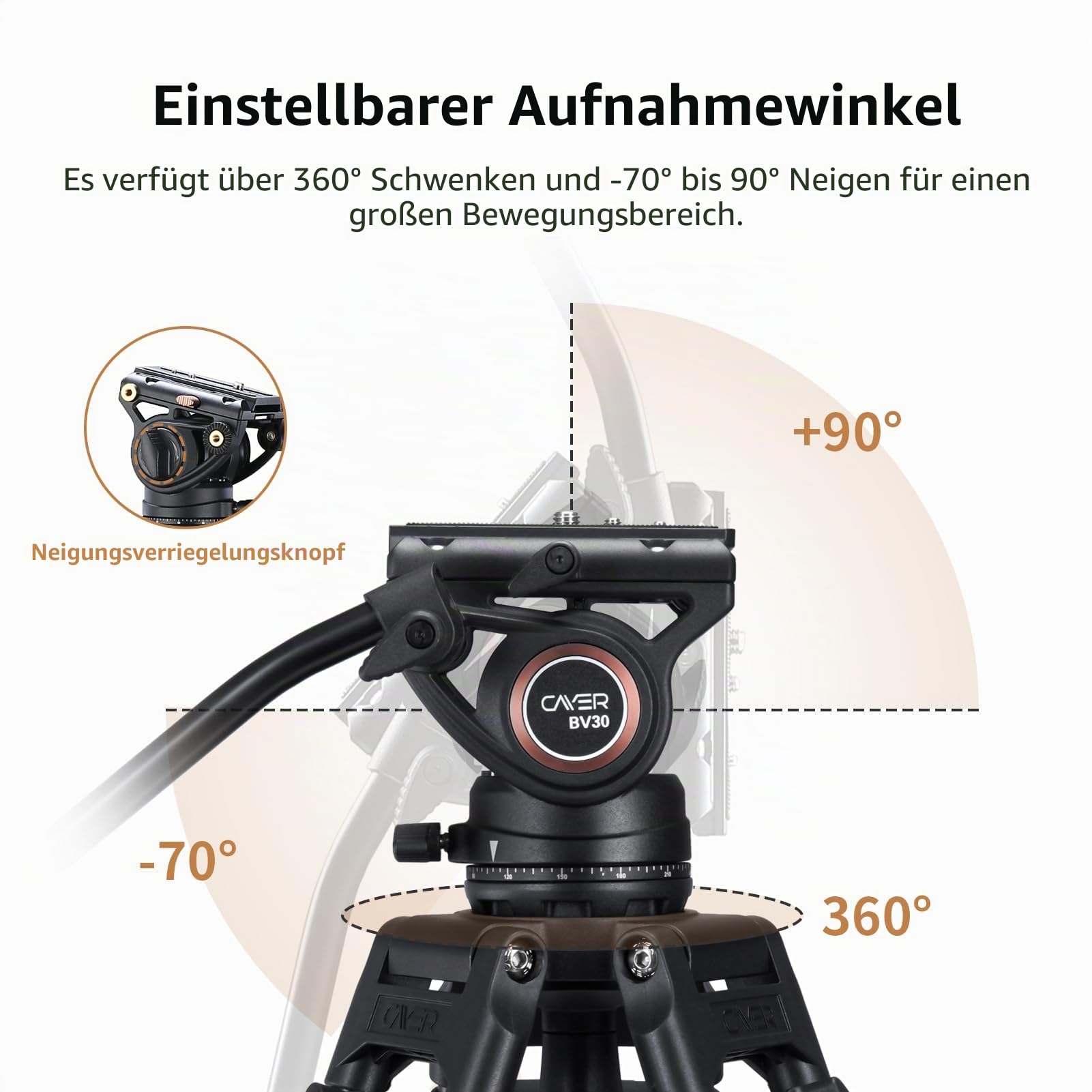 Cayer BV30 Video Tripod, Robust Aluminium Alloy Camera Tripod with 360° Fluid Head, Quick Release Plate Compatible with Canon Nikon Sony and Other DSLR Camera Camcorders, 8 kg Load Capacity