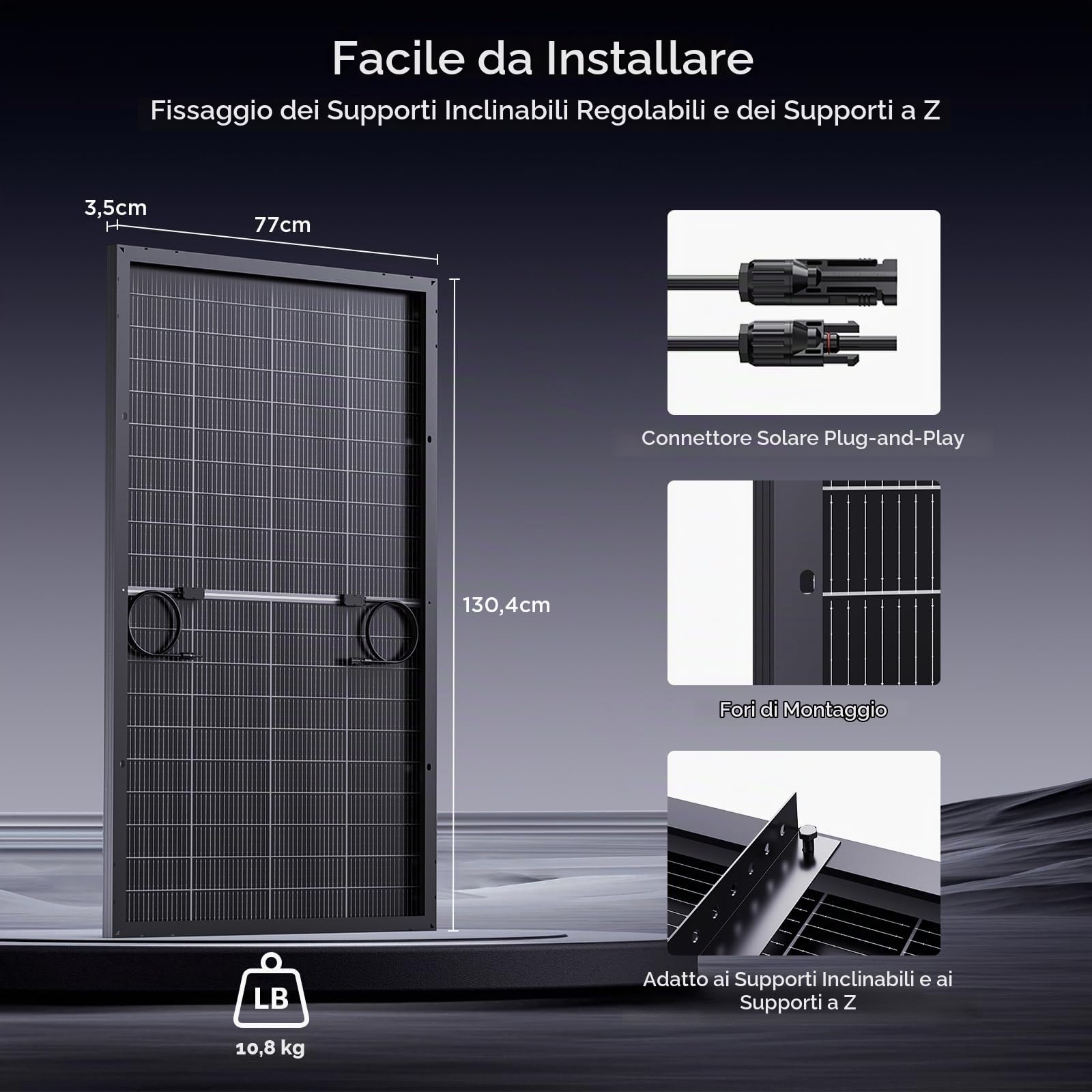 Bifacciale Pannello Solare 200W, N-Type 16BB Modulo Solare Monocristallino, Ideale per Balconi, Tetti, Casette da Giardino, Barche e Applicazioni Agricole (200W)