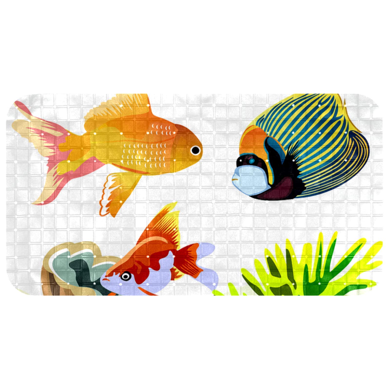 Tapis de bain antidérapant pour baignoire familiale motif poissons rouges