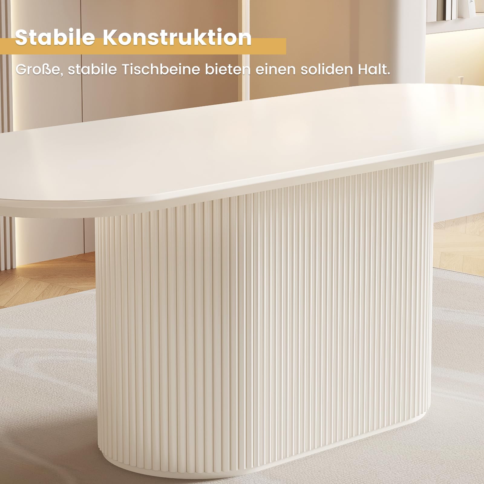 Modernes Esstisch Set mit 6 Stühlen, Weiß Essgruppe im Skandinavischen Design, Platzsparend und Pflegeleicht, Esszimmertisch für Küche & Wohnzimmer, Stabil & Stilvoll (1 Esstisch 6 Stühle, 160 cm)