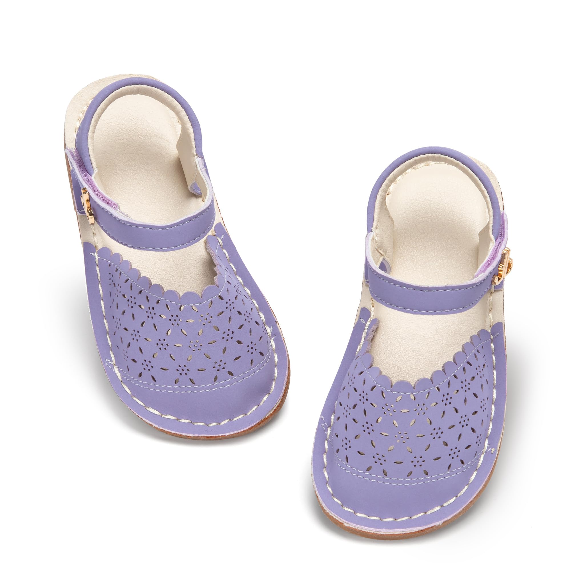 THEE BRON Toddler Girls Espadrilles Sandals Hollow Out Rustic Dress Shoes