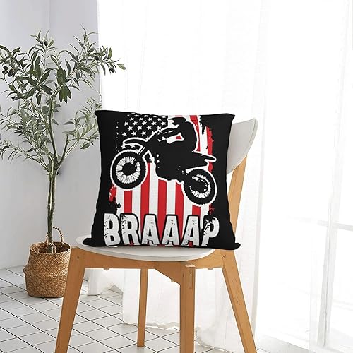 Miniatura 7 de SEAEAGLE Funda de almohada decorativa de doble cara con la bandera de Estados Unidos, diseño de motocross, para sofá