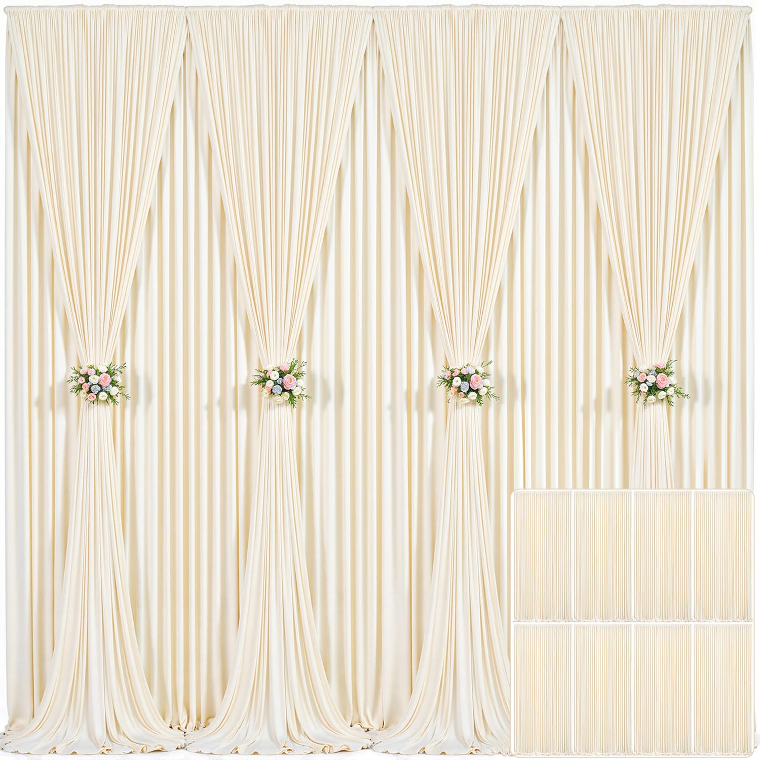 10x10 Champagne Backdrop Curtain for Parties Wedding Baby Shower Wrinkle Free Photo Curtains Backdrop Drapes Fabric Decoration for Bridal Shower 5ft x 10ft,2 Panels — view 72