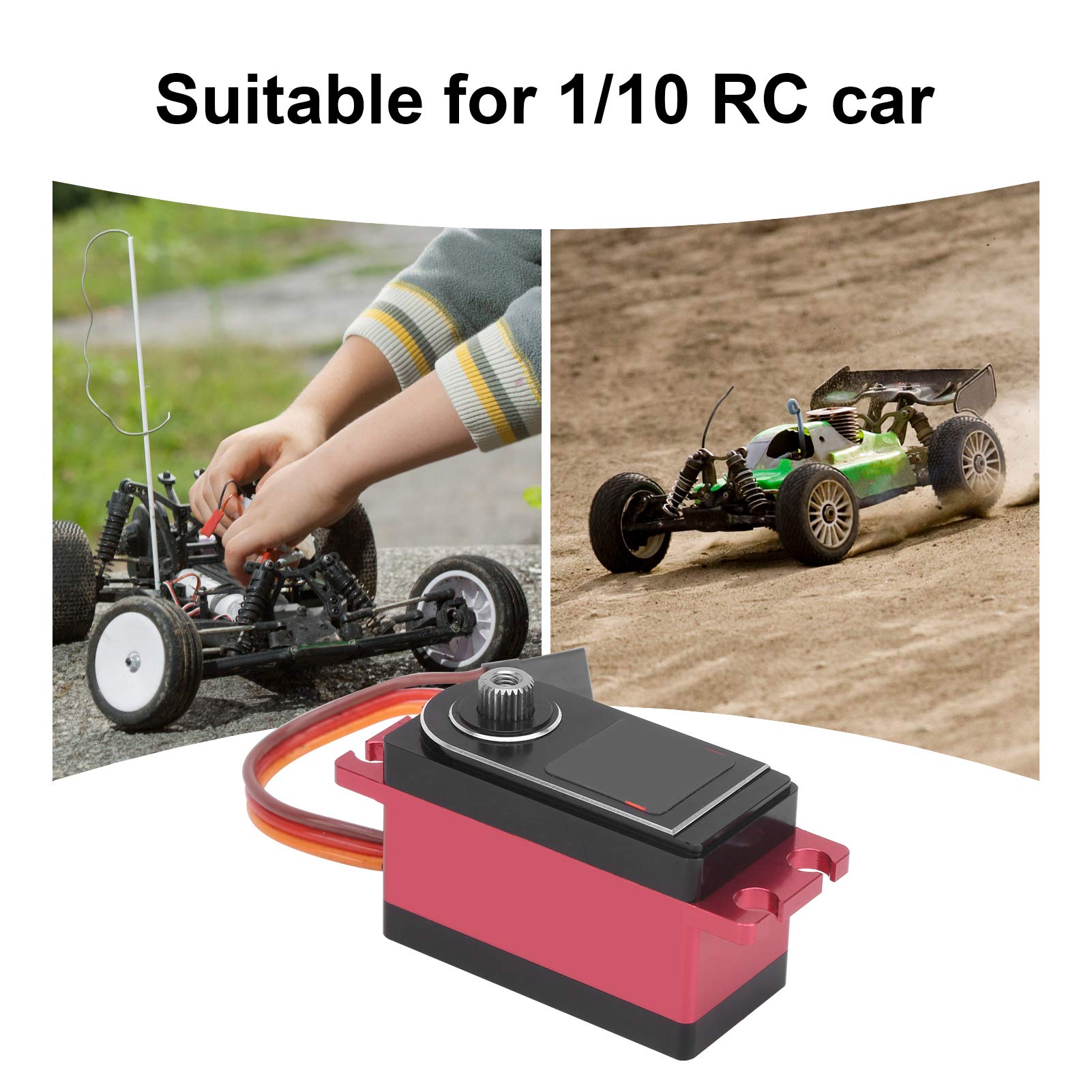 L - 12HV 12KG Set di servi digitali, servo RC ad alta coppia per auto RC 1/10, alloggiamento in metallo CNC con ingranaggi in titanio, include bracci del servo e accessori di