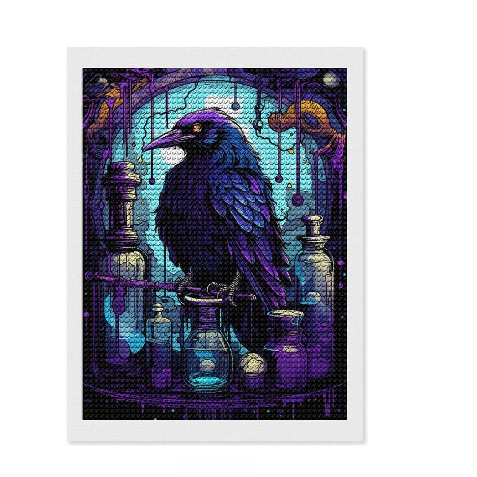 Junmoney Dark Magic DIY Diamond Art Canvas Kit 12"x16", for Women, Relaxing DIY, Leisure Activity, Home Wall Art, Festive Home Decor