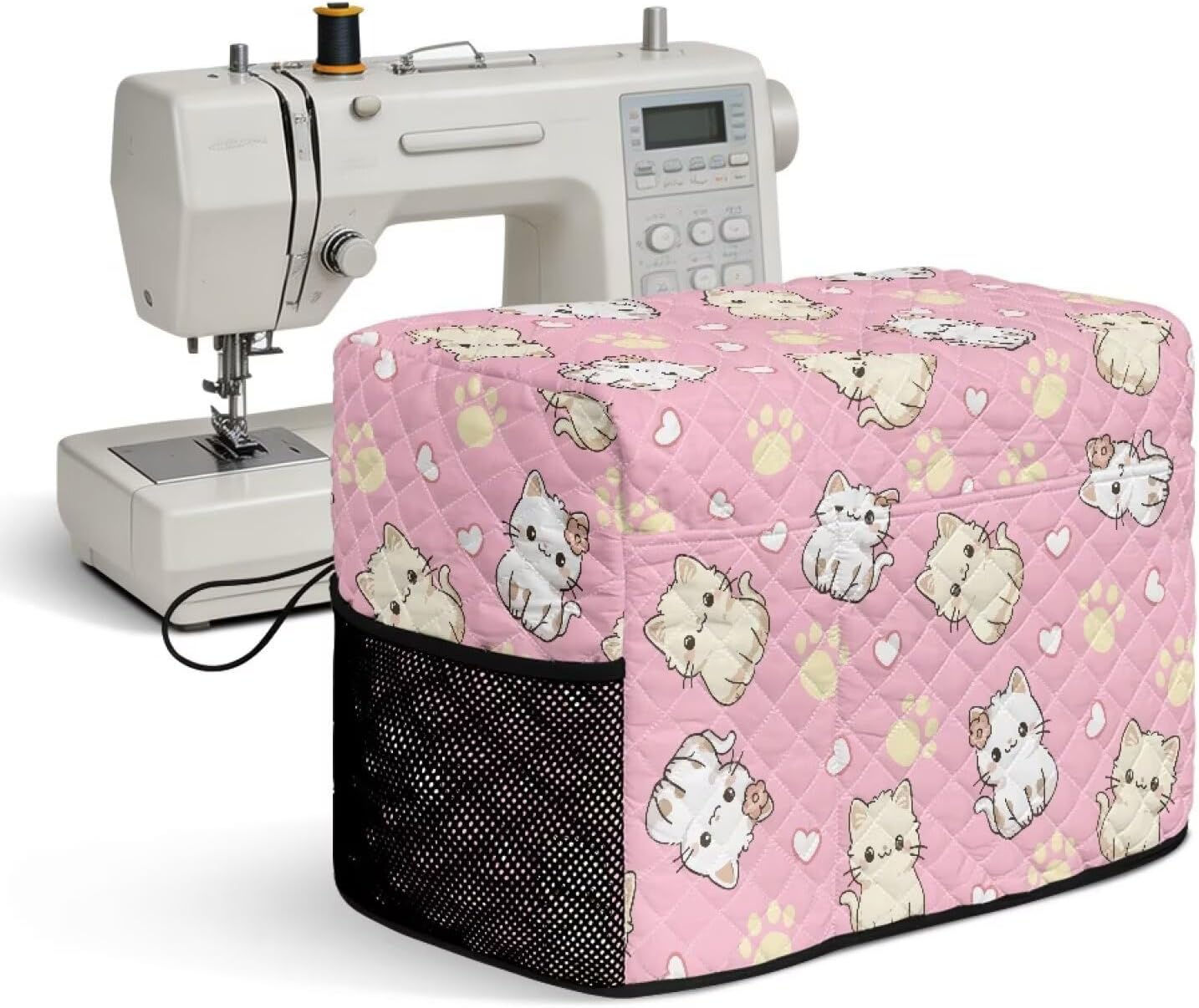 Sewing Machine Dust Cover Protector Cute Cat Paw Heart Print