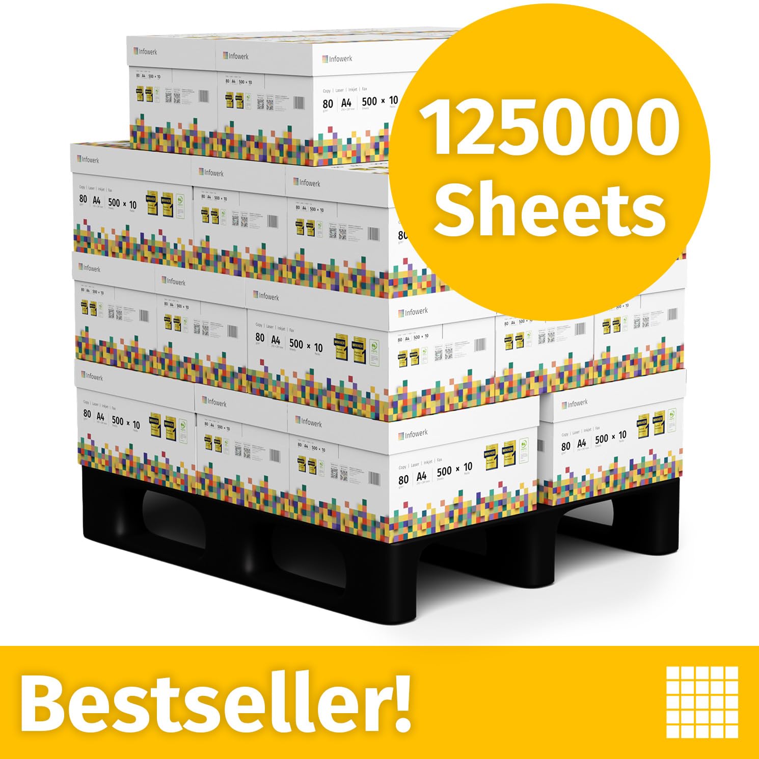 Druckerpapier Kopierpapier 125000 Blatt 25 x 5000 A4 80g Premium Hochweiß CIE 160 PEFC zertifiziert