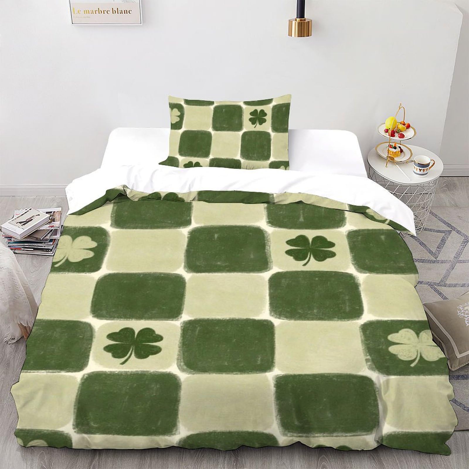 Ensemble literie 135x200 fermeture éclair avec parure de lit enfants motif herbe géométrique