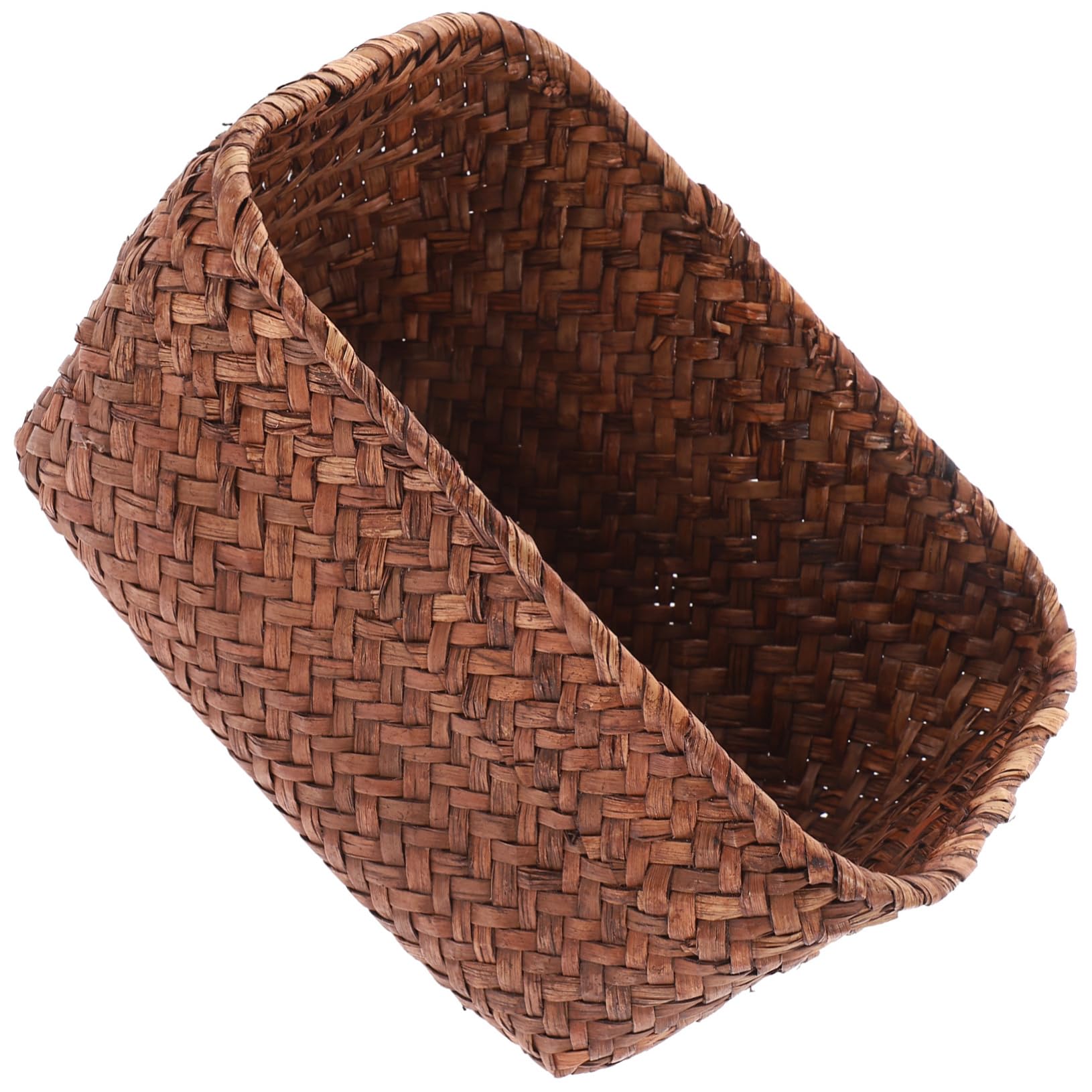 Amosfun 1Pc fruit tray blanket storage chest basket with lid seagrass toilet paper basket Toilet Basket Tank seagrass storage bin Tabletop Basket Desktop Basket Sundries Organizer wicker