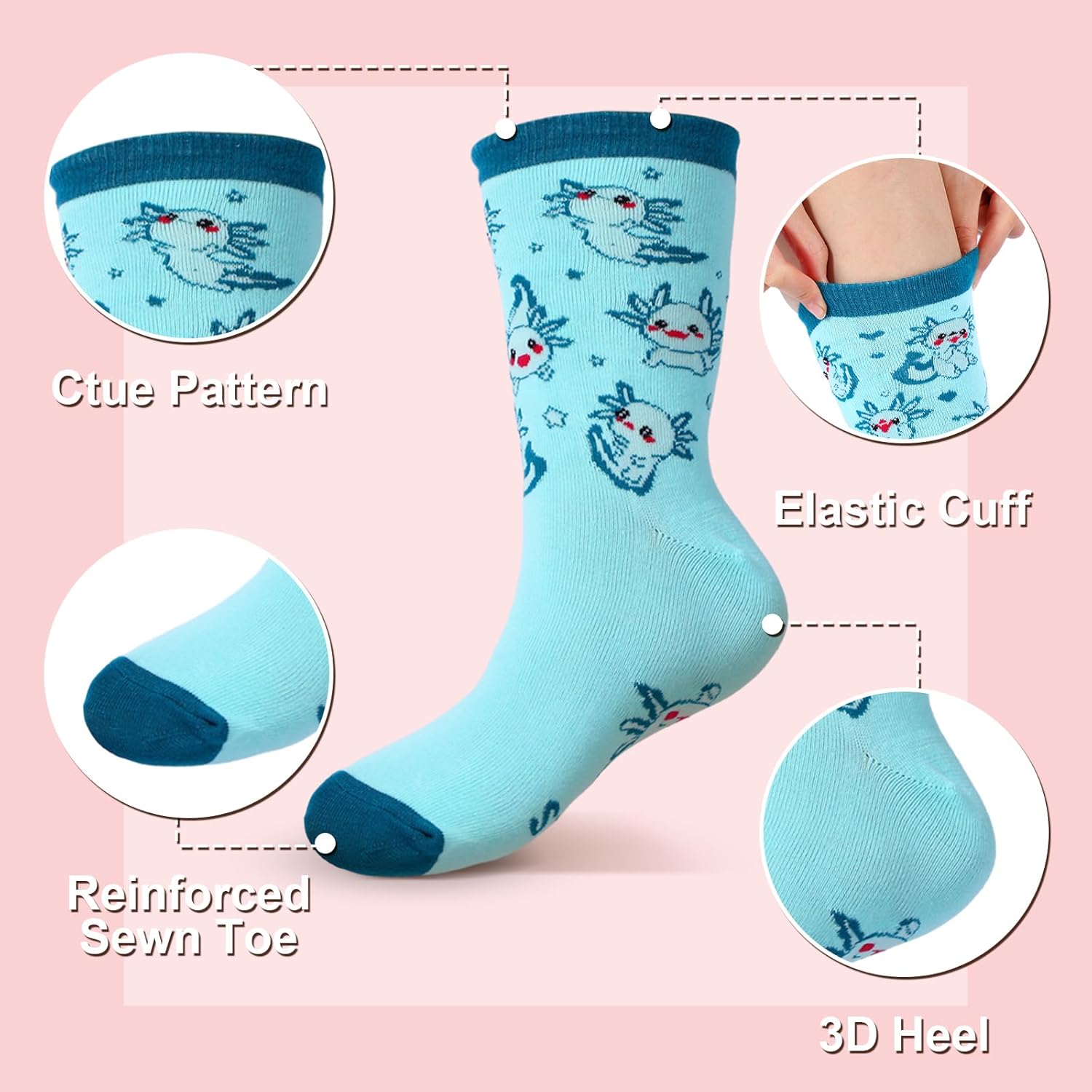 Bonuci 6 Pairs Teacher Socks for Women Axolotl Gifts Socks Novelty Fuzzy Sock Cupcake Sock for Teacher Appreciation Gifts - Image 5