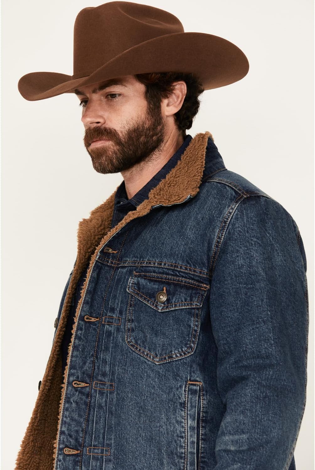 Men's Clay Sherpa Lined Denim Jacket - Brfa24o11-Ind - Image 2