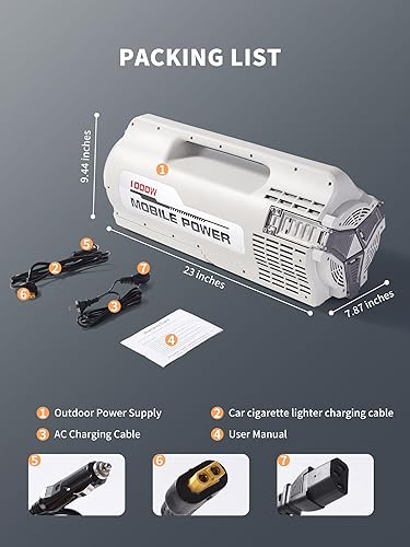 Miniatura 7 de Estación de energía portátil con luz de campamento ajustable, estación de energía de batería LiFePO4 de 1000 Wh, generador solar para respaldo del