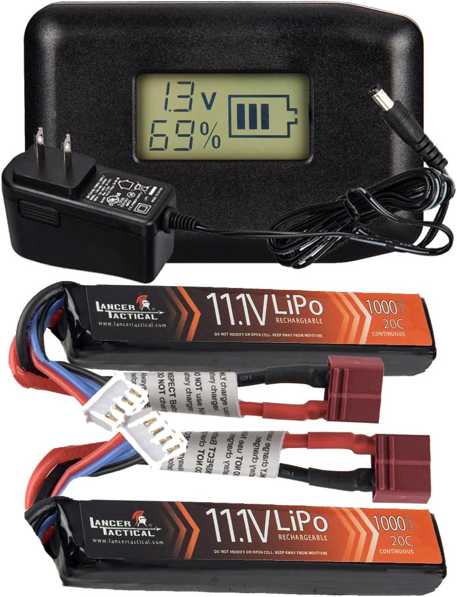 Lancer Tactical Battery Pack with Charger2 Pack 11.1V Lipo