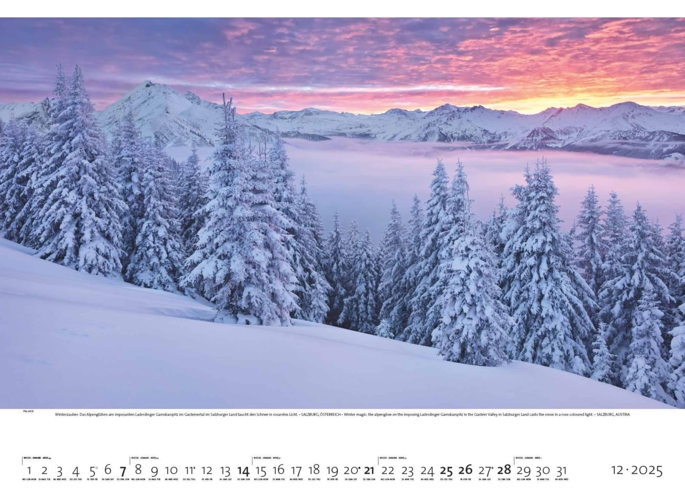 PALAZZI - Faszination Alpen 2025 Wandkalender, 70x50cm, Posterkalender mit majestätischen Alpenlandschaften, hochwertige Fotografie, Erkundung der Bergwelt