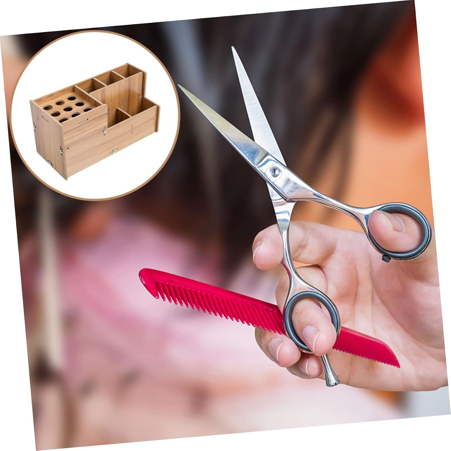 Hairdressing Tool Storage Box Multifunctional Scissor Holder and Comb Rack for Organizing Barbershop Supplies Durable Design for Tidy Workspace