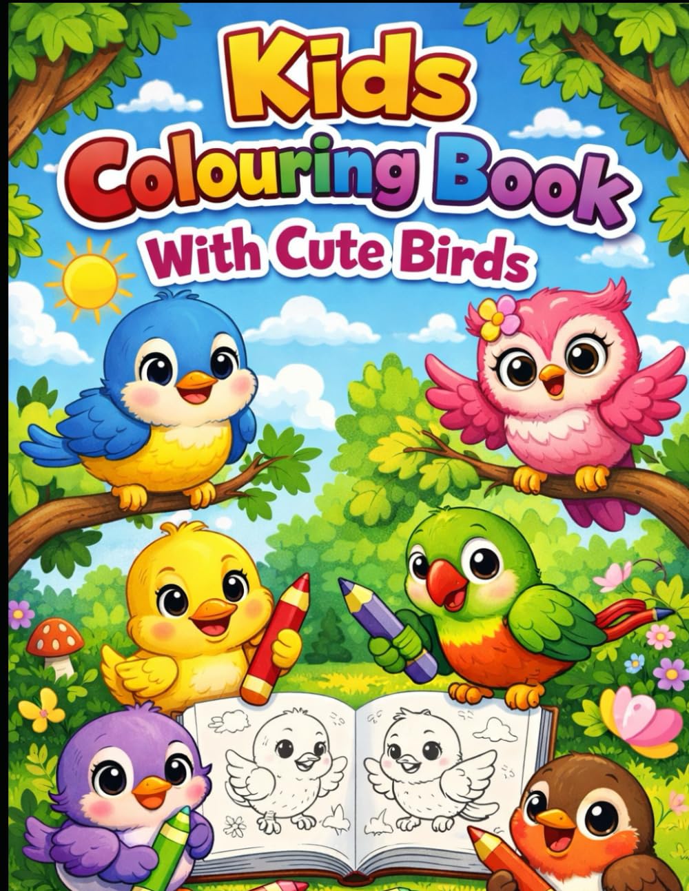 Birds Coloring Book for Kids: Fun and Educational Bird Illustrations to Spark Creativity: Simple and Cute Bird Designs for Relaxation, Learning, and Creativity