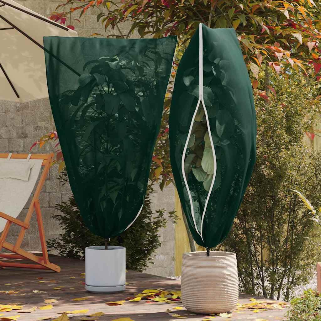 Copertura antigelo per piante in tessuto non tessuto con cerniera, 1 pezzo, verde, 1,55 x 1,55 m, riutilizzabile, con coulisse, per piante da esterno