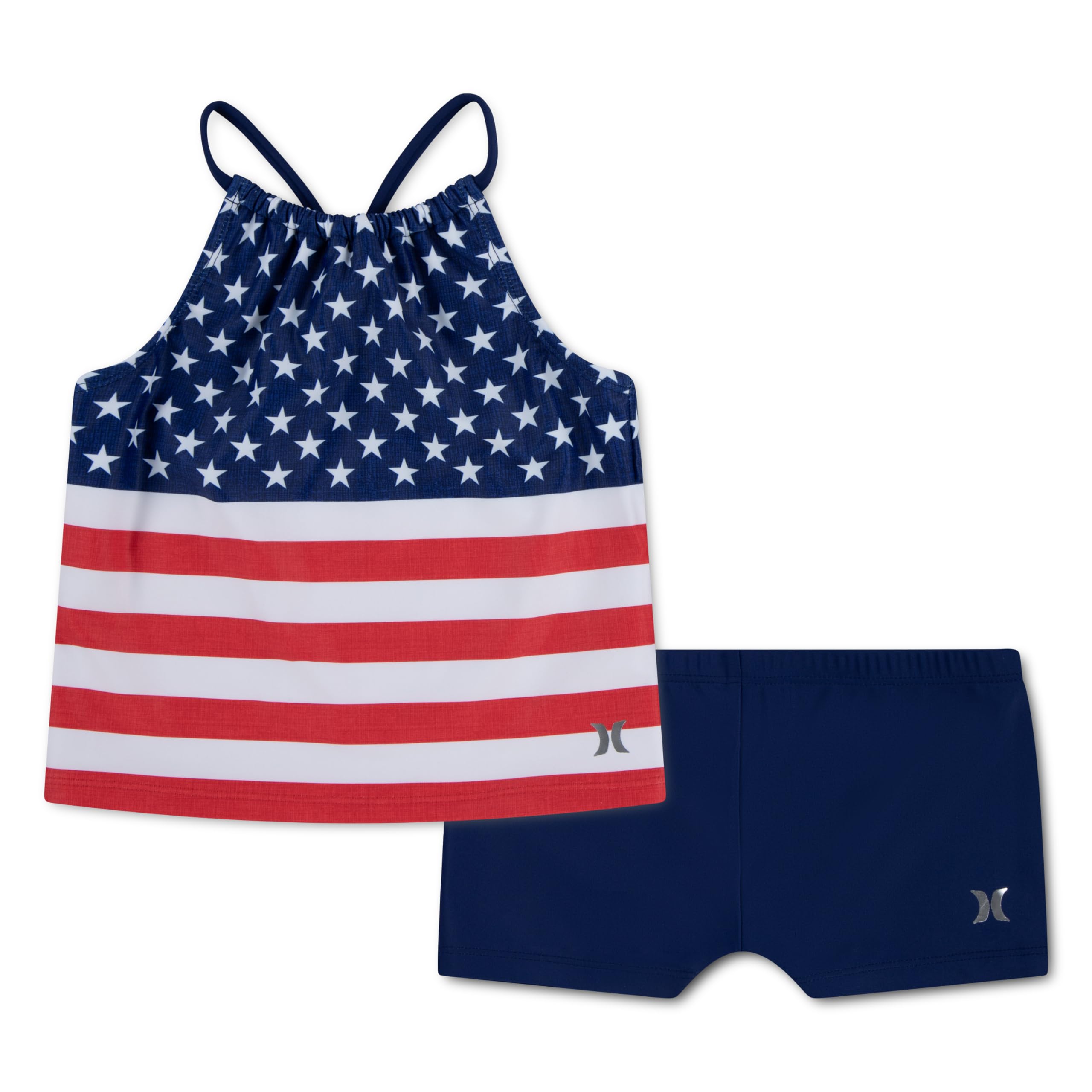 Hurley Girls' Boyshort Tankini 2-piece Swimsuit