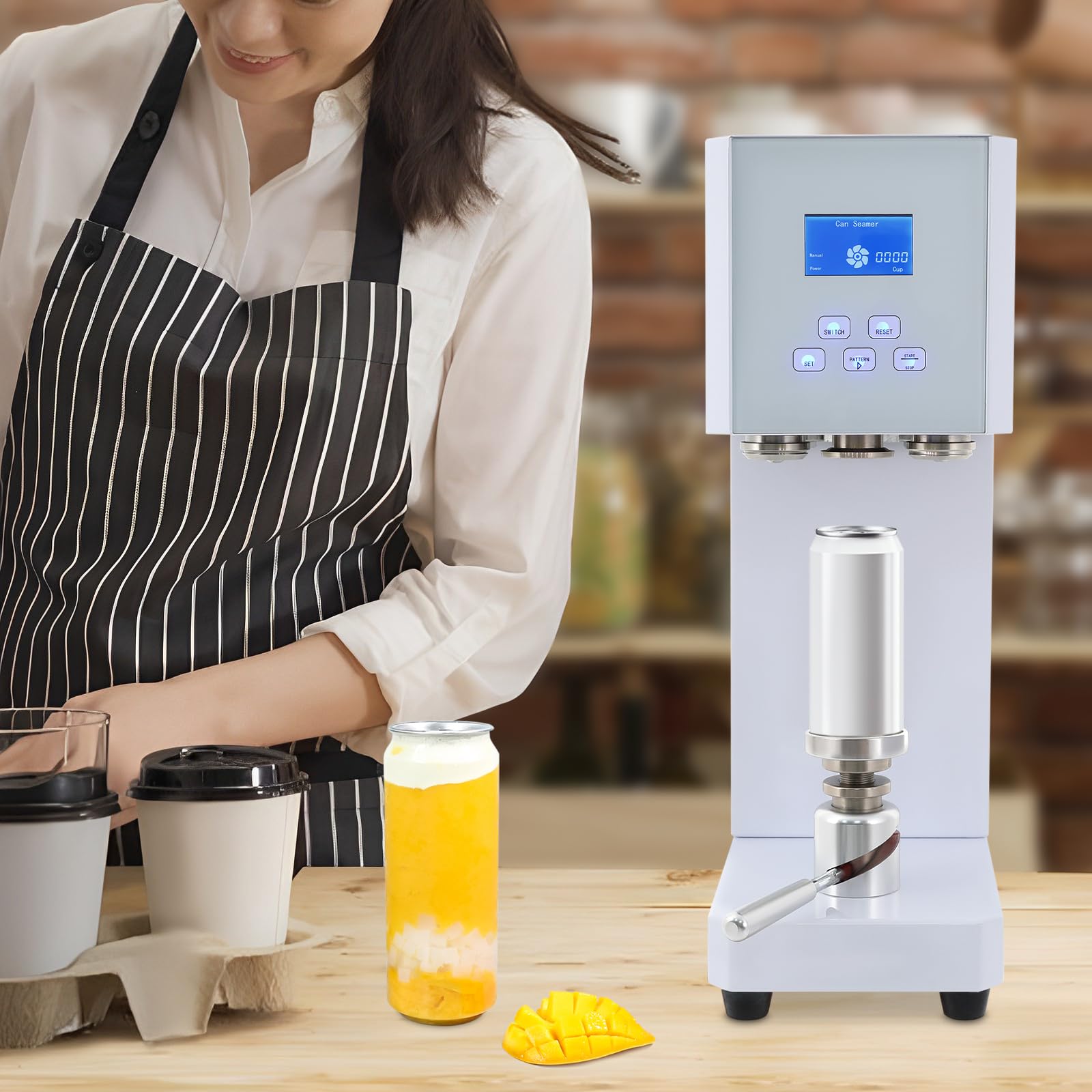 Máquina selladora al vacío for frascos y latas: Sella botellas de plástico aluminio leche té y latas de 5 a 10 cm de diámetro Selladora de frascos for conservas(White)