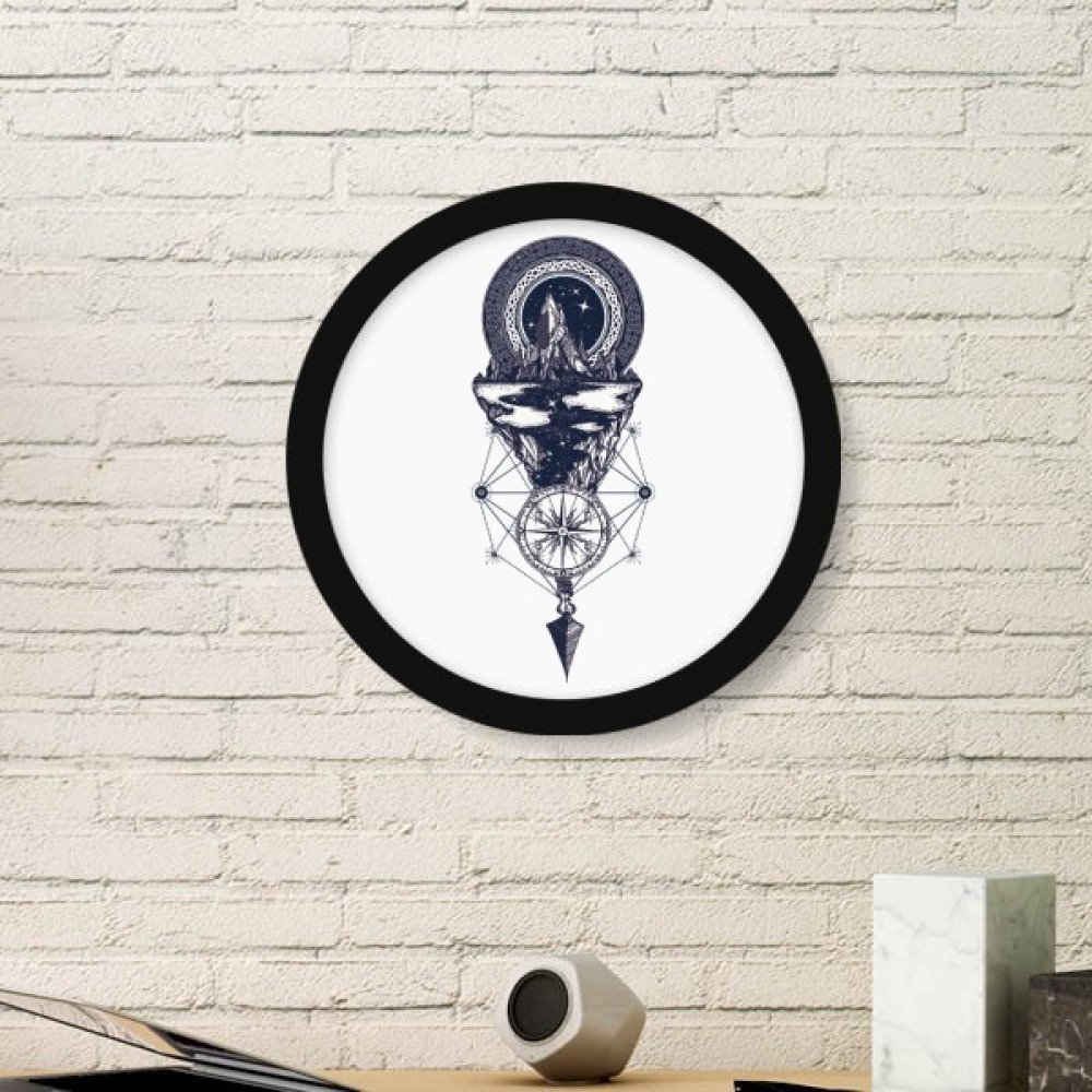 Stickers muraux cadre photo rond avec stickers de peintures d'art iceberg boussole